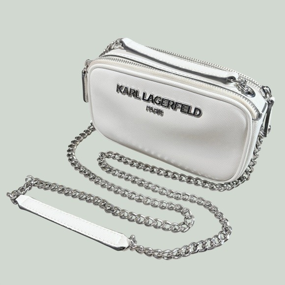 Karl Lagerfeld Handbags - Karl Lagerfeld Womens Faux Leather Camera Bag Crossbody Chic Small White Bride